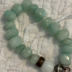 Tiffany blue Anna Maria Island beaded stretch bracelet.